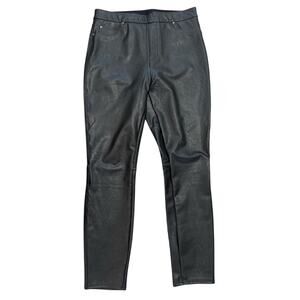 Spanx Faux Leather Ankle Skinny Leggings Black Shaping Control Women's Large